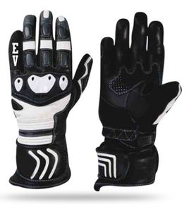 Guantes de cuero transpirables antideslizantes negros/blancos unisex para carreras de motos ciclismo deportes al aire libre - Product Image 4