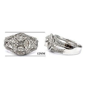 Bague de mariage classique fantaisie en or blanc massif 18 carats avec diamants synthétiques en pavé, vente en gros Hong Kong, pour femme, idéale pour les fêtes - Product Image 2