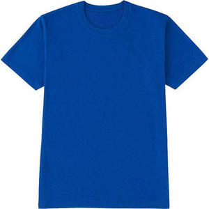 เสื้อยืดคอกลมแขนสั้นผ้าคอตตอน100% สีฟ้าถักสำหรับผู้ชาย - Product Image 5
