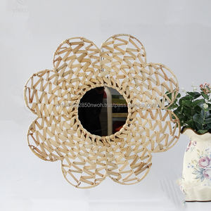 Ventas al por mayor Marco de jacinto de agua Espejo ecológico montado en la pared Tejido a mano por espejo de pared de jacinto de agua bohemio vietnamita - Product Image 4