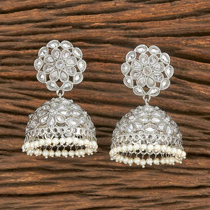 ทำด้วยมือบอลลีวูด Jhumki ต่างหูโรเดียมชุบ206921 - Product Image 2