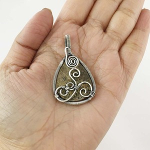 925 Argent Image Jaspe Pierres Précieuses Poire Pendentifs 925 Argent Pendentifs Hommes Fine Jewelry Silver Wire Rapped Rough Pendentifs Collier - Product Image 4