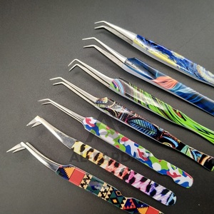 Pince à épiler d'extension de cils de volume russe de marque privée personnalisée pince à épiler en acier inoxydable enduite de papier pointe en fibre pour sourcils - Product Image 6