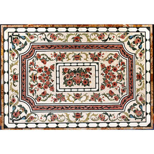 Mesa de comedor decorativa con incrustación de mármol, Rectangular, Pitra Dura - Product Image 1