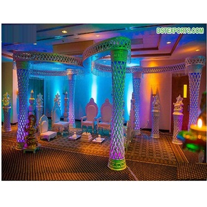 Mandap de diamante de ensueño para boda, diseño de lujo, mariposa, con pilares LED, nuevo estilo, cristal - Product Image 1