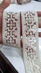 Encajes bordados blancos personalizados, en tamaños grandes, se pueden teñir a medida, a elegir entre colores, de algodón - Product Image 5