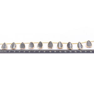Cuentas de Piedra Solar Negra de Forma Irregular de 15-17 mm, Perforadas Lateralmente, Chapadas en Oro de 18k, Fornituras de Joyería de Piedra Natural, Hilo de 10 Cuentas - Product Image 3