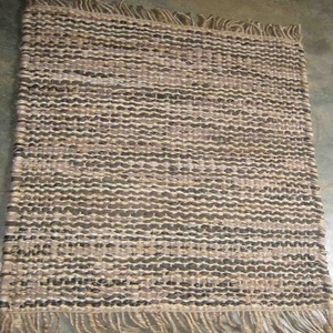 Alfombra Decorativa de Yute y Cuero Tejida a Mano, Reversible, Antideslizante, Estilo Vintage Chic para Sala de Estar, Hotel y Hogar - Product Image 5