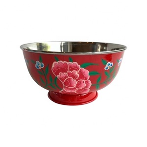 Sang Trọng Thép Không Gỉ Kim Loại Tùy Chỉnh Thiết Kế Salad Hoặc Trái Cây Phục Vụ Bát Tay Sơn Thép Bát Sản Xuất Tại Ấn Độ - Product Image 4