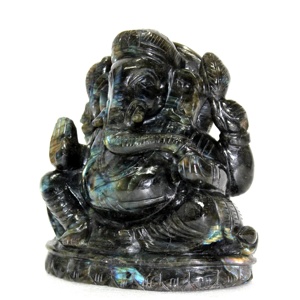 Labradorite Sculpture Ganesha Carving <b>Statue</b> Hand-Carved <b>Religious</b> Indian Gemstone Artwork - Product Image 3