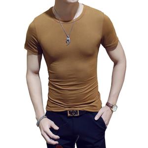 T-shirt col en V pour homme 2026 de haute qualité, 100 % coton, décontracté, à manches courtes, style uni teint et en tissu éponge - Product Image 1