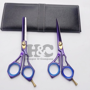 Ensemble de ciseaux de cheveux de haute qualité barbier à usage spécial pour la coupe de cheveux en acier inoxydable bleu ciseaux de coiffeur Logo vison durable - Product Image 3