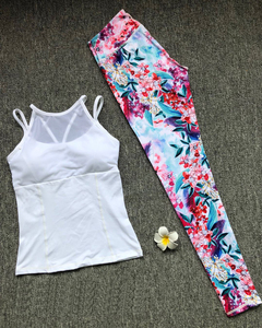Conjunto de Yoga sin costuras para mujer, camisas de entrenamiento y legging, leggings estampados por sublimación, 2 piezas, precio al por mayor - Product Image 2