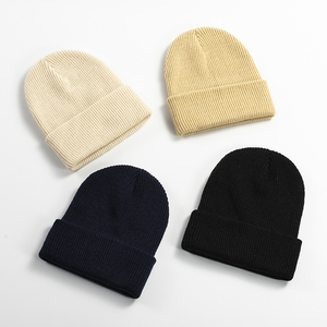 Custom Logo 100% Acrylic Knitted Winter <b>Beanie</b> Hat Wholesale Fisherman Cuffed Knit Cap Soft Warm Unisex Winter Headwear - Product Image 5