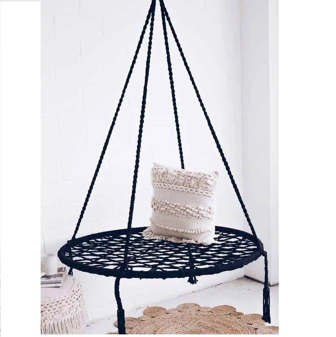 Atacado New Design Macrame Pendurado Rede Cadeira Cadeira de Balanço Para Adultos Decoração Boho Com Assento Confortável Boho Balanço Cadeira