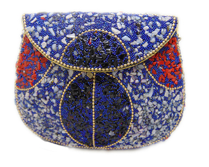 Pochette en métal mosaïque bleue et multigraviers de Lowellcraft.com, modèle BRC06507, forme à rabat - Product Image 1