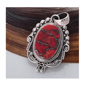 จี้พลอยสีแดงมีเสน่ห์สำหรับเครื่องประดับราคาที่ดีที่สุดวัสดุสเตอร์ลิงเงินจี้สำหรับผู้หญิง - Product Image 1