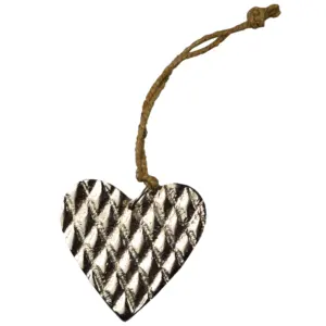מדהים עיצוב לב בצורת קישוט עם חזק איכות אלומיניום מתכת עם כסף מצופה גמר עיצוב תליית קישוט