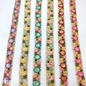 floral embroidered ribbons and laces available in bright and pastel colors suitable for clothing designers