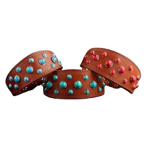 ปลอกคอสุนัขหนังแท้ลายแข็งแรงทำด้วยมือพร้อมหมุดตกแต่งส่วนบุคคลผู้ผลิตโดยตรงและขายส่ง - Product Image 1