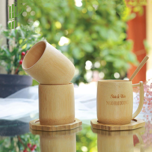 Custom Bamboo Tea <b>Cup</b> Reusable Engraved Drinking Mug with Saucer for Tea Coffee Gift Use - Product Image 1