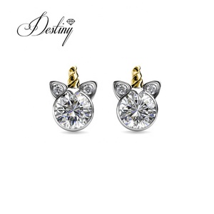 <span class=keywords><strong>Orecchini</strong></span> a Perno con Unicorno Cartoon Carino, Impreziositi con Cristalli <span class=keywords><strong>Swarovski</strong></span>, Gioielli Ipoallergenici Daisini per Bambine - Product Image 3