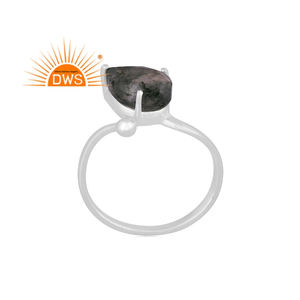 Anillo apilable de diseño de pera de ágata de musgo Natural de plata de ley fina para mujer, joyería para mujer, regalo para ella - Product Image 1