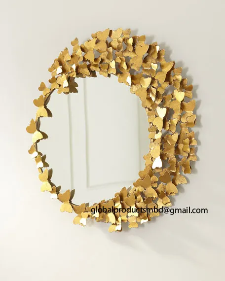 Espelho rústico de metal para parede, estilo europeu, artesanato
