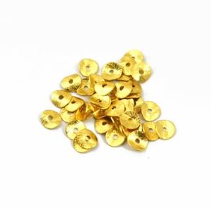 <b>Brushed</b> Gold Plated <b>Round</b> Wavy Disc Bead Spacers - Product Image 3