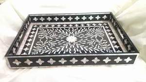 ถาดเสิร์ฟพร้อมสลักลายดอกไม้อินเดียสำหรับตกแต่งบ้านงานหัตถกรรมธรรมชาติ - Product Image 5