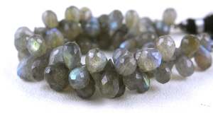 Pierres précieuses en Labradorite naturelle de 9 pouces de Long, perles de Briolette à facettes en forme de goutte d'eau, véritable feu bleu - Product Image 3