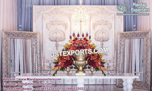 Cadre à dossier de mariage chic d'extérieur, décor de scène blanc, pour mariage ancien, encadrement/panneau malaisien - Product Image 5