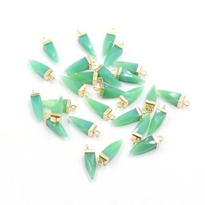 Chrysoprase Chalcedony 19-21มม. พร้อมประกันตัวทรงกรวยชุบทองจี้อัญมณีเครื่องประดับ - Product Image 1