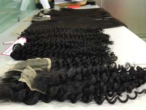 Venta al por mayor de alta calidad vietnamita extensiones de cabello virgen para las mujeres cutícula alineada Cierre de encaje en crudo Negro estilo de onda - Product Image 5