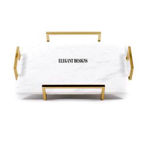 Meilleure vente Plateau de service en marbre écologique Plateau de service de style vintage robuste de taille personnalisée Plat décoratif de haute qualité - Product Image 3