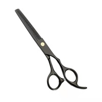 Ensemble de ciseaux de coiffeur professionnels en titane noir et or 2 pièces avec étiquettes et couleurs personnalisées
