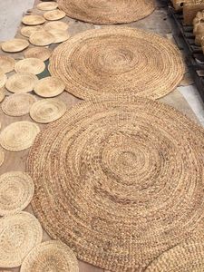 พรมหญ้าทะเลธรรมชาติทรงกลมเป็นมิตรต่อสิ่งแวดล้อม,พรมทอดีไซน์ทันสมัยพรมปูพื้นห้อง - Product Image 4