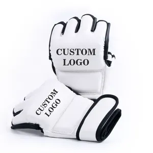 PU Leather MMA Training Gloves Custom Logo Design MMA Half Finger Boxing Gloves