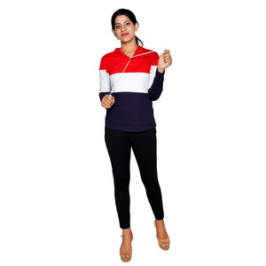 Amna Industries Custom Logo Printed <b>Women's</b> <b>Fleece</b>/Polyester Casual Hoody Color Blocking <b>Pattern</b> Full Sleeves Digital Printing - Product Image 2