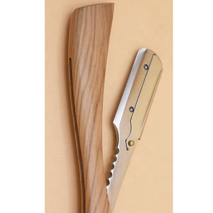 Instruments de beauté Barber Rasoir pour hommes Lame en acier avec manche en bois élégant Rasoir manuel pliant Durable - Product Image 3