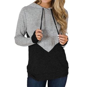 Women Color Block Long Sleeve Drawstring Hooded Top - Product Image 6
