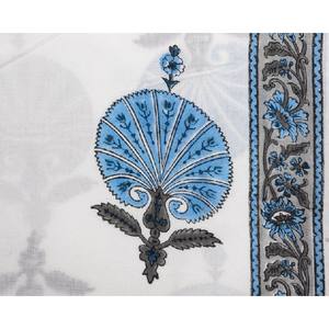 Tissu de courtepointe en coton 100% blanc et gris bordé par la cour impression de bloc de main en cours d'exécution tissu de couture fille tissu élégant - Product Image 4