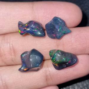 Lote de 4 unidades de gemas naturales de ópalo etíope, fabricación de anillos pulidos, rugosos y lisos, de alta calidad - Product Image 2