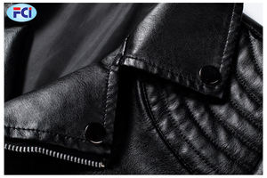 Veste en cuir tendance hiver homme, coupe-vent dernier cri avec col montant, coupe ajustée, en vente - Product Image 5