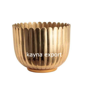 Jardinière plaquée or avec support, pot de jardinière en métal unique pour jardin et intérieur, utilisation décorative, finition robuste personnalisée - Product Image 2