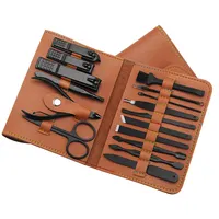 Набор инструментов для маникюра и педикюра KHADMI IMPEX с кожаным футляром, 348824