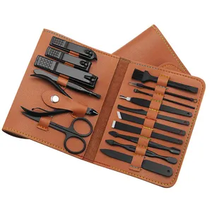 Set di Pedicure per Manicure in acciaio inossidabile all'ingrosso Set di strumenti per tagliaunghie per Manicure con custodia in pelle Kit per Manicure KHADMI IMPEX