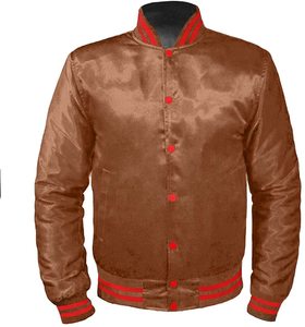 Chaqueta de satén de cuerpo satinado y manga polar, Cazadora Bomber de satén de último estilo, 2021 - Product Image 1