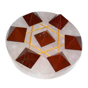 ปิรามิดแจสเปอร์สีแดง7ดวงบนดาวสีทองเดวิดแกะสลักพลอยคริสตัลฐานกุหลาบฮวงจุ้ยสไตล์ความรักและลูกบอล - Product Image 1