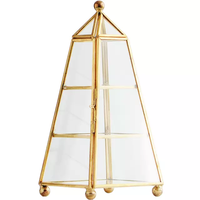 Présentoir de table pyramidal pour boucles d'oreilles et colliers, boîte en verre, design classique américain, écologique, en métal durable, pour décoration intérieure de style ancien